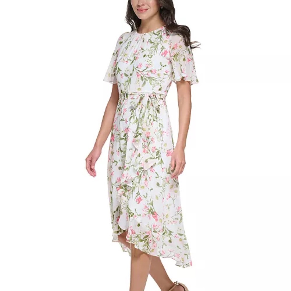 JESSICA HOWARD
Women's Printed Flutter-Sleeve Faux-Wrap Dress
